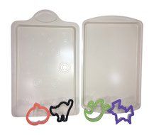15&quot; x 10&quot; Cookie Slider / Sheet Pan + 15&quot; x 11&quot; Cookie Sheet + Ghost, Cat, Pumpkin, and Bat Cookie Cutters - Bundle