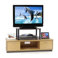 Furinno 13191DBR/BK Turn-N-Tube No Tools 2-Tier Elevated TV Stand, Dark Brown/Black N3