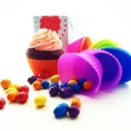 Silicone Baking Cups 12 Cupcake Muffin Liners Kids Bento Lunchbox Divider Accessories by Chelsydale N5