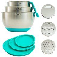 SPECIAL OFFER - 10 PIECE SET - 18/10 Stainless Steel Mixing Bowls with Handles, Lids, Spout, Non-slip Silicone... N2