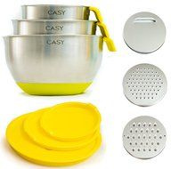 SPECIAL OFFER - 10 PIECE SET - 18/10 Stainless Steel Mixing Bowls with Handles, Lids, Spout, Non-slip Silicone... N10