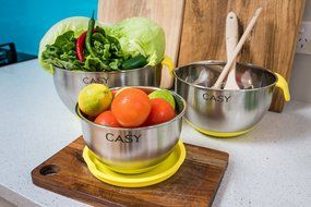 SPECIAL OFFER - 10 PIECE SET - 18/10 Stainless Steel Mixing Bowls with Handles, Lids, Spout, Non-slip Silicone... N21
