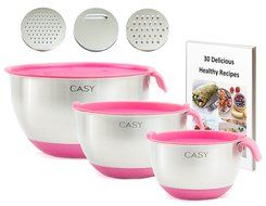SPECIAL OFFER - 10 PIECE SET - 18/10 Stainless Steel Mixing Bowls with Handles, Lids, Spout, Non-slip Silicone... N24
