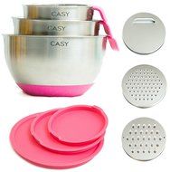 SPECIAL OFFER - 10 PIECE SET - 18/10 Stainless Steel Mixing Bowls with Handles, Lids, Spout, Non-slip Silicone... N25