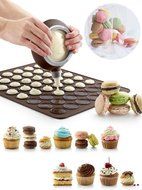 Silicone Pastry Cake Macaron Mold Oven Baking pastry Mold Sheet Mat 30 Cavity, Reusable Microwave, Freezer, Oven...