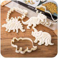 LOHOME Dinosaur Fossil Cookies Cutter / Stampers - Set of 3-pieces PVC Cream Chocolate Decoration Mold DIY Baking... N2