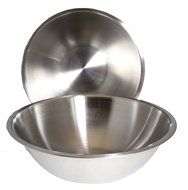 SET OF 2 - Large 13 1/4 Inch Wide Stainless Steel Flat Rim Flat Base Mixing Bowl N2