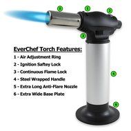 Popular Culinary Torch by Ever Chef - Professional Creme Brulee Torch &ndash; Chef Grade Kitchen Torch - Cooking Torch N2
