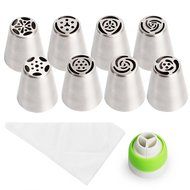 Russian Piping Tips - 8 Tools Set, 12 Bags, Coupler - TOP QUALITY - Icing Nozzles - For Cakes or Cupcakes Decoration...