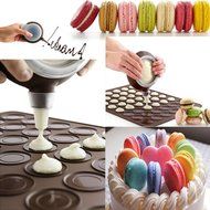 1 Set Silicone Pastry Cake Macaron Baking Mould Sheet Mat + Decor Pen+ 3 Nozzles