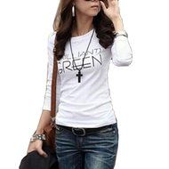 AIMTOPPY Fashion Fashion Women Round Neck Long Sleeve T-Shirts Casual Shirt Tops (XL, White) N6