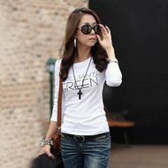 AIMTOPPY Fashion Fashion Women Round Neck Long Sleeve T-Shirts Casual Shirt Tops (XL, White) N7