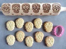 SUGAR SKULLS engraved rolling pin and cookie cutter VIDEO TEST N4