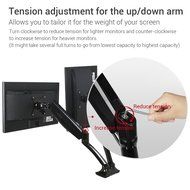 Loctek Gas Spring Dual LCD Arm Desk Monitor Mounts Fits 10"-27" Monitors N2