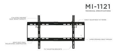 Mount-It! TV Wall Mount Bracket Low Profile Tilt Design for 32 to 65 Inch LCD/LED/4K TVs, VESA 600x400 mm (MI-... N4