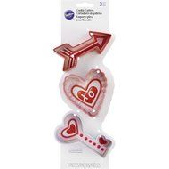 Wilton Metal Arrow Heart Key 3 Piece Cookie Cutter Set, Multicolor