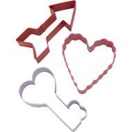 Wilton Metal Arrow Heart Key 3 Piece Cookie Cutter Set, Multicolor N2
