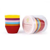 GreKitchen 24 Pack Vibrant Round Reusable and Nonstick Heat Resisitant Rainbow Bright Standard Bake cups/Silicone...
