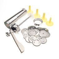 Cookie Press Kit - Aluminum Biscuit Press Set Includes 20 Discs &amp; 4 Icing Tips N4
