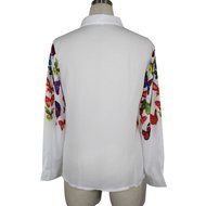 AIMTOPPYWomen Butterfly Chiffon Tops Long Sleeve Shirt Casual Blouse (M, Multicolor) N4