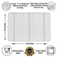 Kitchenatics Commercial Grade 10&quot;x15&quot; Stainless Steel Cooling and Roasting Rack Heavy Duty Thick-Wire Grid Fits... N2