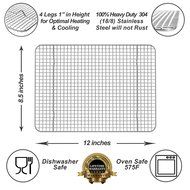 Kitchenatics Commercial Grade 10&quot;x15&quot; Stainless Steel Cooling and Roasting Rack Heavy Duty Thick-Wire Grid Fits... N13