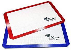 Silicone Baking Mat 2-Pk - Fits Half Sheets - Blue, Red colors - Bonus Cookbook, Lifetime Guarantee