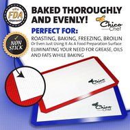 Silicone Baking Mat 2-Pk - Fits Half Sheets - Blue, Red colors - Bonus Cookbook, Lifetime Guarantee N3