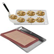 Kitchen Gems Cookie Baking Tools Accessory Gift Set Kit - Includes Silicone Baking Mat, Aluminum Cookie Sheet...