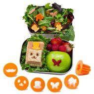 CuteZCute Fun Vegetable Cutter, Flower Butterfly House Face Mustache and Hat, Orange, Set of 6 N4