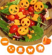 CuteZCute Fun Vegetable Cutter, Flower Butterfly House Face Mustache and Hat, Orange, Set of 6 N5