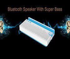 Funkysky Ultra-Portable Bluetooth Speaker with External 2200 mAh Emergency Power Bank and Phone Stand - Blue N4