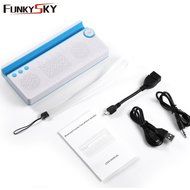 Funkysky Ultra-Portable Bluetooth Speaker with External 2200 mAh Emergency Power Bank and Phone Stand - Blue N7