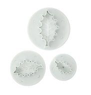 Fox Run Brands 67006 3-Piece Holly Leaf Fondant Plunger Cutter Set