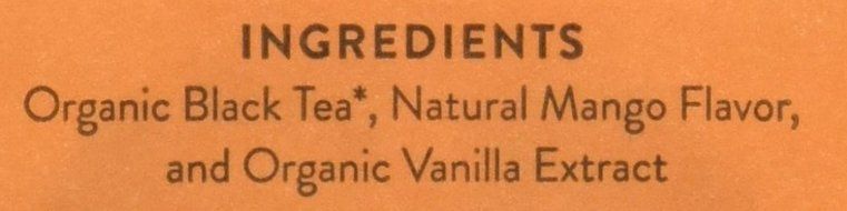 Choice Organic Mango Ceylon Tea with Vanilla, 20 Count Box N13