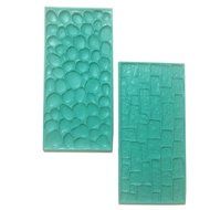 Fondant Impression Mat Set - Cobblestone &amp; Stone Wall Design Sugarcraft Decorating Tool Gumpaste Embosser for...