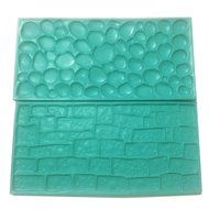 Fondant Impression Mat Set - Cobblestone &amp; Stone Wall Design Sugarcraft Decorating Tool Gumpaste Embosser for... N2