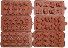 OliaDesign Silicone Baking Cupcake Liners Candy Molds Set (6 Pack), Brown