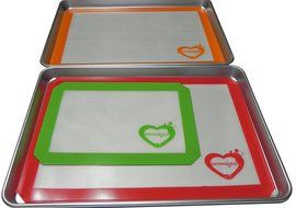 Baking mat Set of 3 - Two full size silicone mats &amp; One half size baking mat Professional Grade Non Stick Cookie... N8