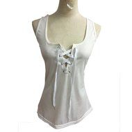 AIMTOPPY Fashion Women Bandage Tank Top Summer Sexy Lace Halter Top Sleeveless Camisole (S, White) N5