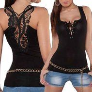 AIMTOPPY Fashion Women Bandage Tank Top Summer Sexy Lace Halter Top Sleeveless Camisole (S, White) N8