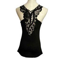 AIMTOPPY Fashion Women Bandage Tank Top Summer Sexy Lace Halter Top Sleeveless Camisole (S, White) N10