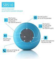 J-DEAL&reg; Hd Water Resistant Bluetooth 3.0 Shower Speaker Handsfree Portable Speakerphone with Built-in Mic, 6hrs... N3