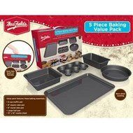Mrs. Fields 5 Piece Bakeware Set, Includes Non-Stick 6-Cup Cupcake Pan, 9&quot; Round Cake Pan, 8&quot; Square Cake Pan,...