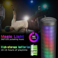 GINGOOD LED Bluetooth Speakers Portable Hip-Hop Wireless Dancing Colorful Bass Build in Microphone Black N7