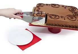 Mrs. Fields Bakeware Slice N Easy Stainless Steel Square Cake Cutter, Silver N2