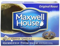 Maxwell House Coffee Singles,Original Roast 19-Count Single Serve Bags Net Wt 3 Oz (Pack of 4)