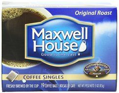 Maxwell House Coffee Singles,Original Roast 19-Count Single Serve Bags Net Wt 3 Oz (Pack of 4) N3
