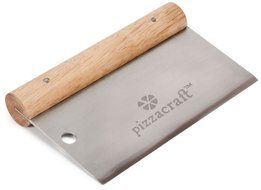 Pizzacraft 6&quot; x 3&quot; Hardwood Handled Pizza Dough Scraper and Cutter (Stainless Steel) - PC0207