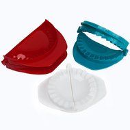 HUJI Dough Press Set Dough Pastry Baking Kitchen Dumpling Calzone Ravioli Empanada Turnover Tool (1, Red/White...